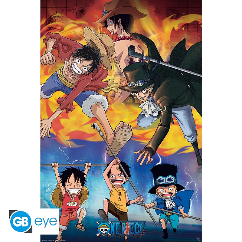 POSTER GRANDE 91.5X61 ACE SABO LUFFY ONE PIECE