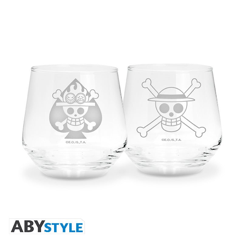 2 SET DE VASOS LUFFY & ACE EUROPE ONE PIECE