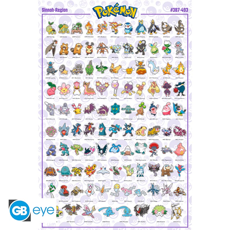 POSTER GRANDE 91.5X61 SINNOH POKEMON ENGLISH POKEMON