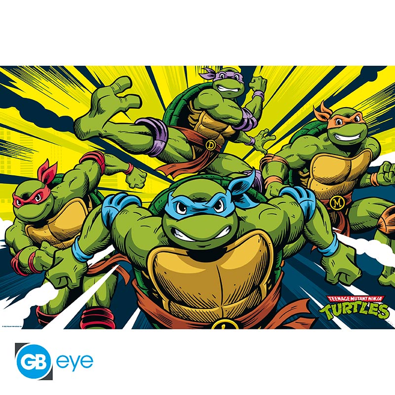POSTER GRANDE 91.5X61 TURTLES IN ACTION TMNT