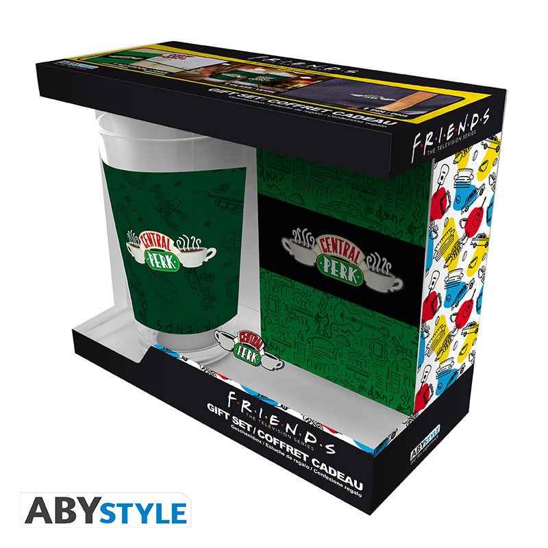 FRIENDS - Pack Cristal XXL + Pin's + Libreta "Central Perk"
