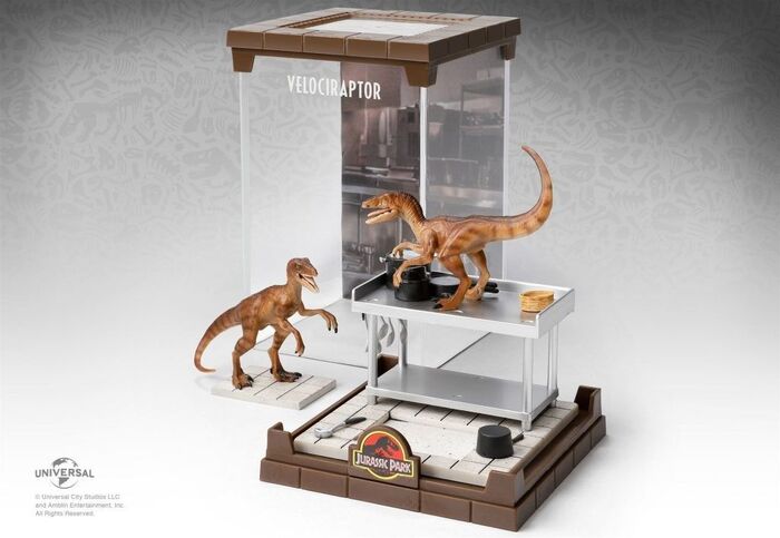 Figura Velocirraptor Caja Decorativa Con Diorama Jurassic Park
