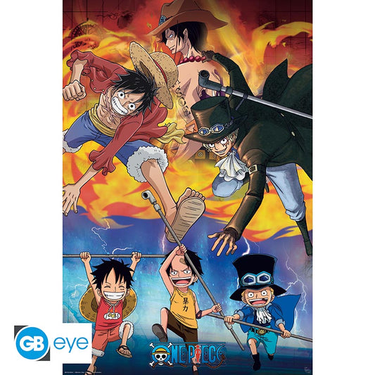 POSTER GRANDE 91.5X61 ACE SABO LUFFY ONE PIECE